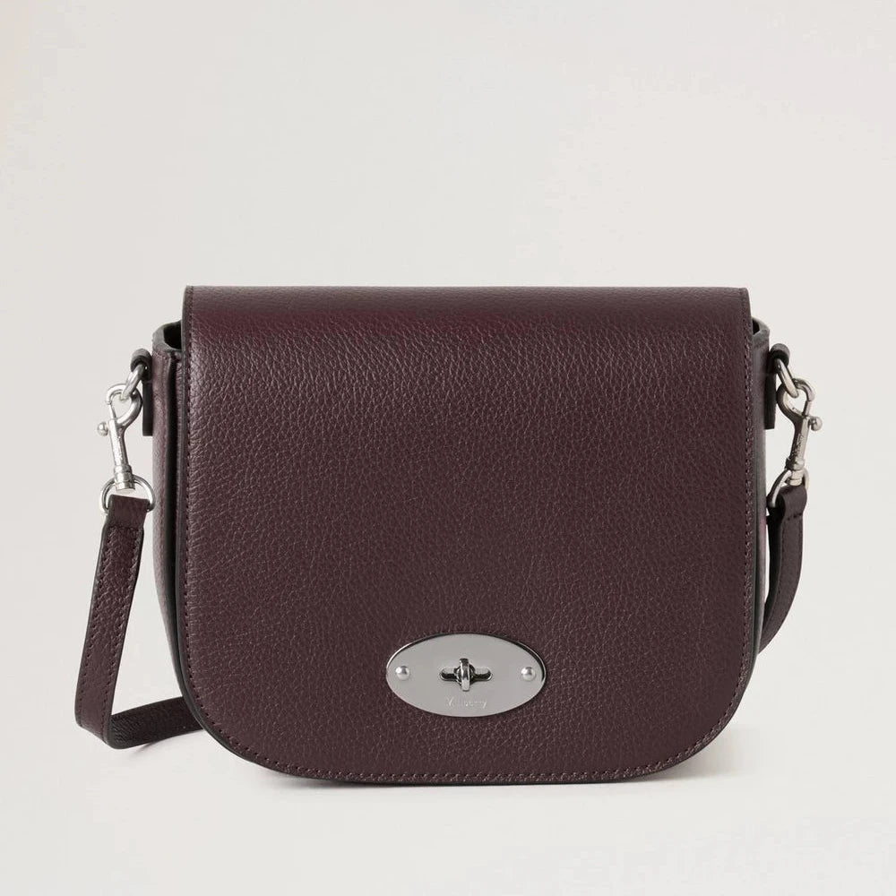 Mulberry Liten Darley Satchel Small Classic Grain Black Cherry, axelväska i mörkt körsbärsfärgat läder, modell RL4957205K560