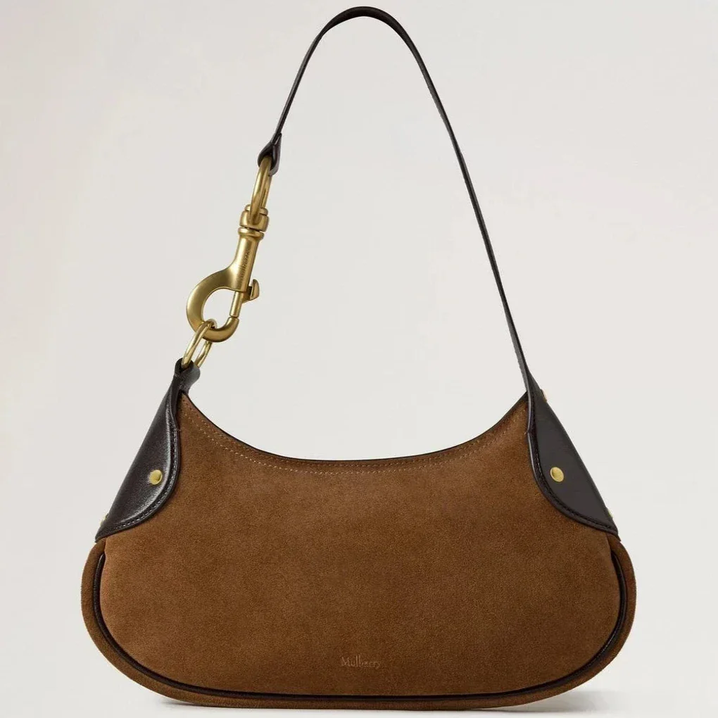 Mulberry Liten Hackney axelväska i vintage ekmocka med mörkbruna läderdetaljer, modell RL8925047G924.