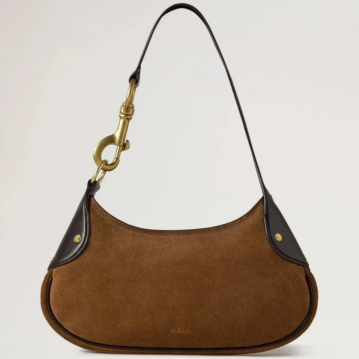 Mulberry Liten Hackney axelväska i vintage ekmocka med mörkbruna läderdetaljer, modell RL8925047G924.