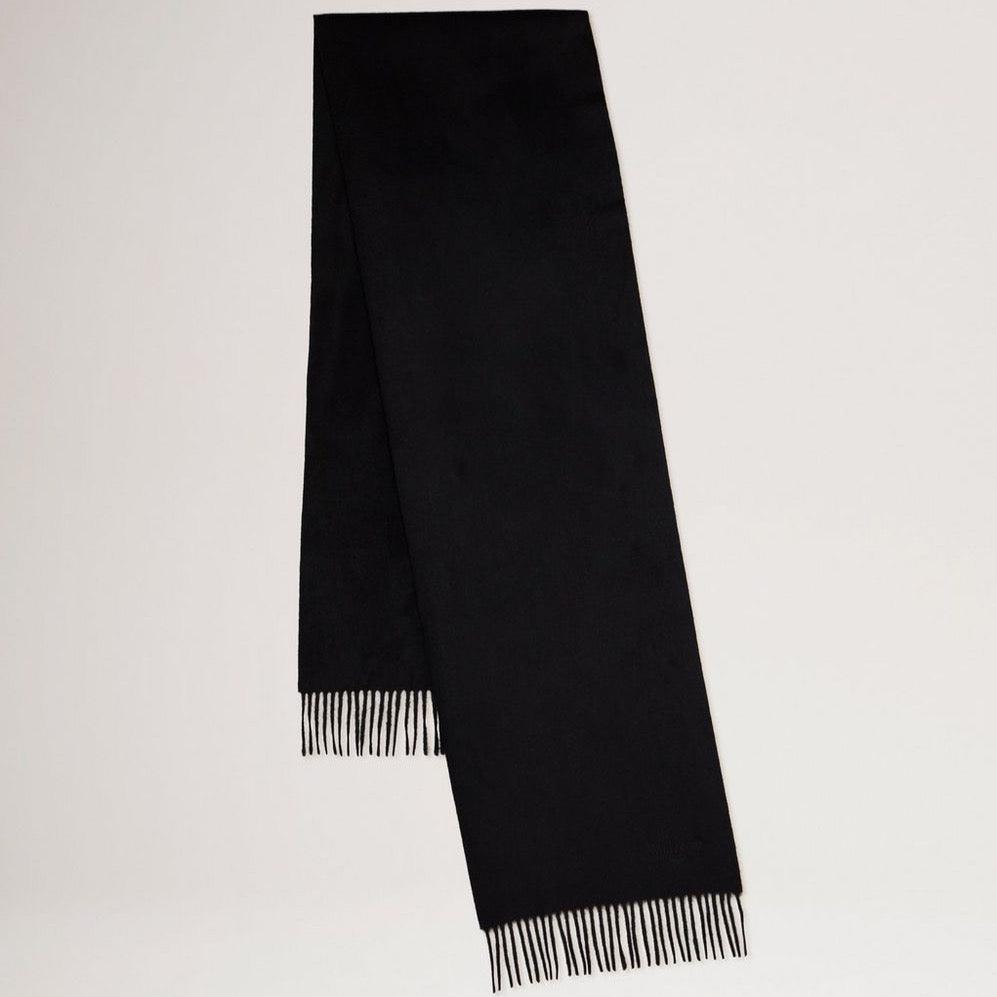 Mulberry Liten Solid Merino Wool Scarf i svart med fransar, gjord av merinoull. Modell VS4318946A100
