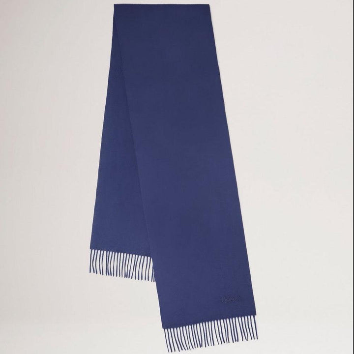 Mulberry Liten Solid Merino Wool Scarf natthimmel, vanlig mörkblå ullscarf med fransar. Modell vs4318946u888