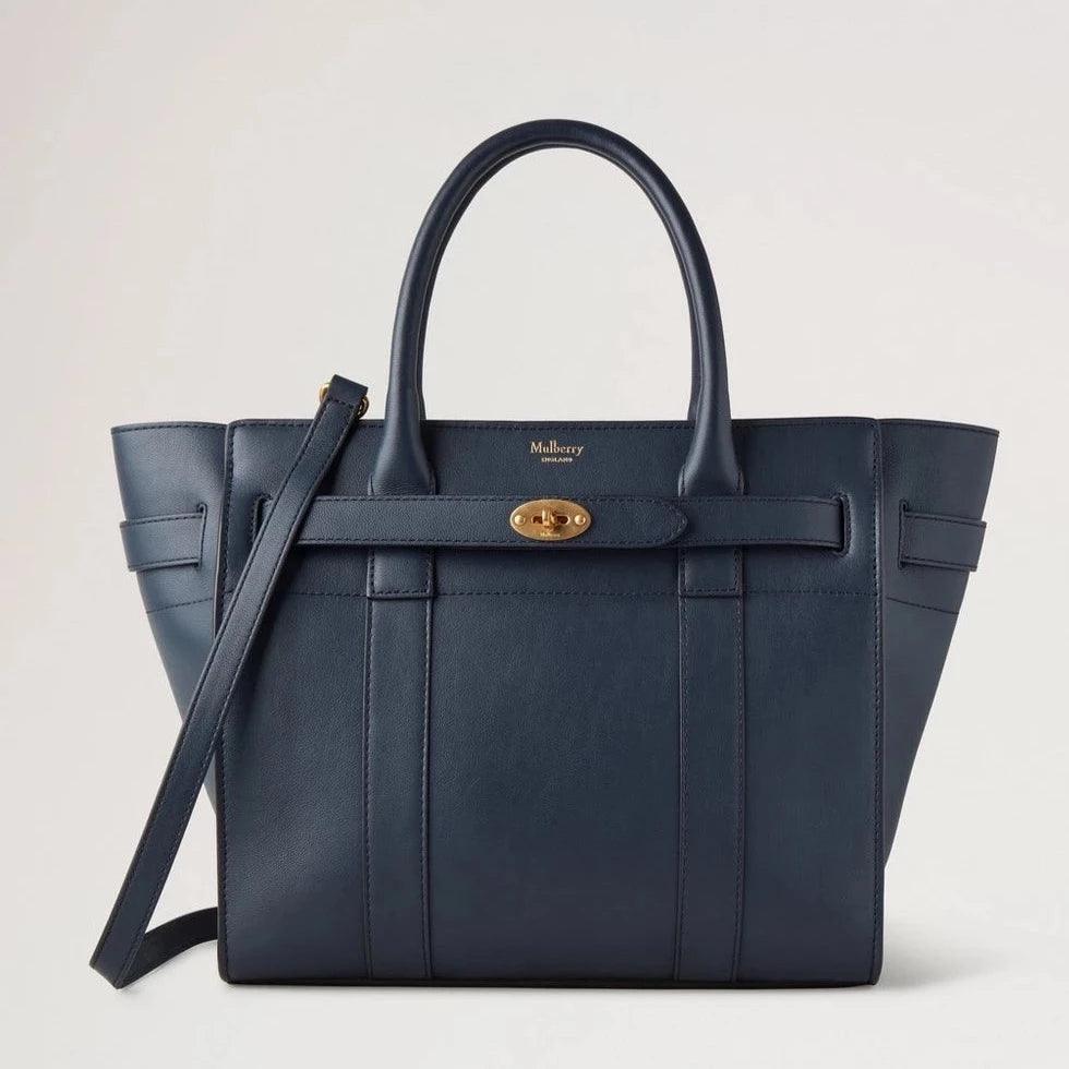 Mulberry Liten dragkedja Bayswater Night Sky läderväska i mörkblått med guldspänne, modell HH9066587U888