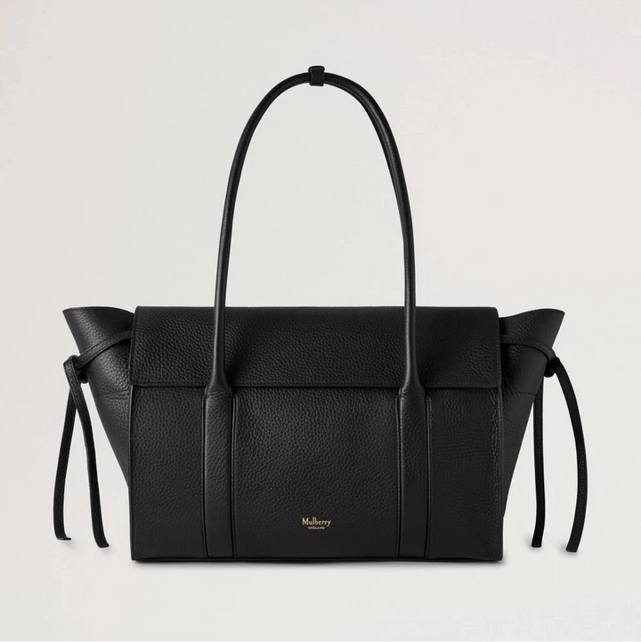 Mulberry Mjuk Bayswater Black Heavy Grain, stor svart läderväska med breda handtag, modell HH9721736A100.