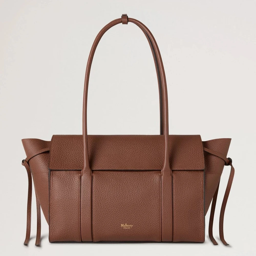 Mulberry Mjuk Bayswater Bright Oak Heavy Grain handväska i brunt läder, framifrån. Modell HH9721736G222