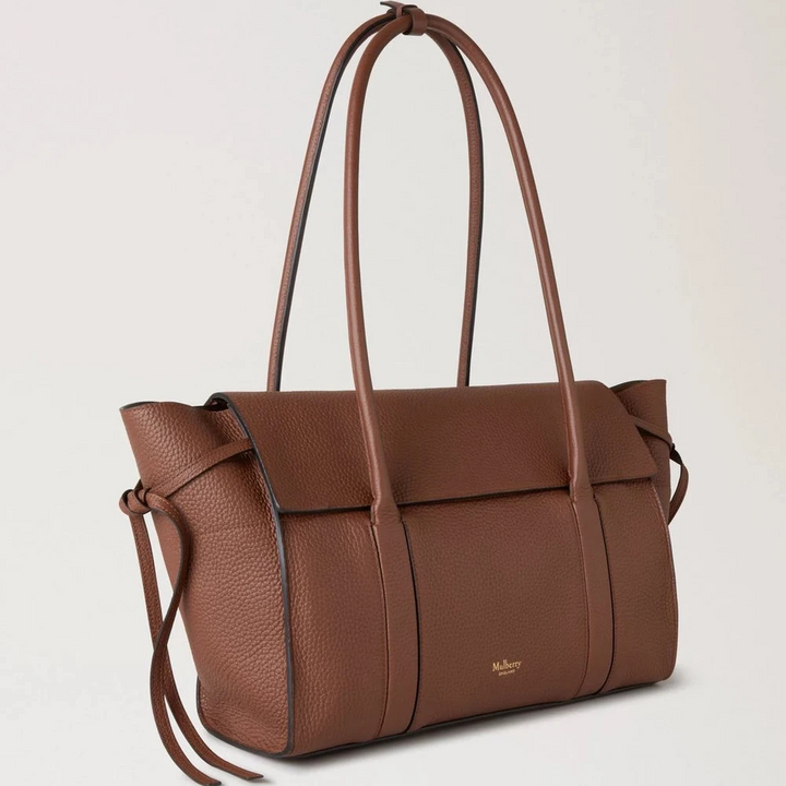 Mulberry Mjuk Bayswater Bright Oak Heavy Grain-handväska i brunt läder med långa dubbla remmar, modell HH9721736G222