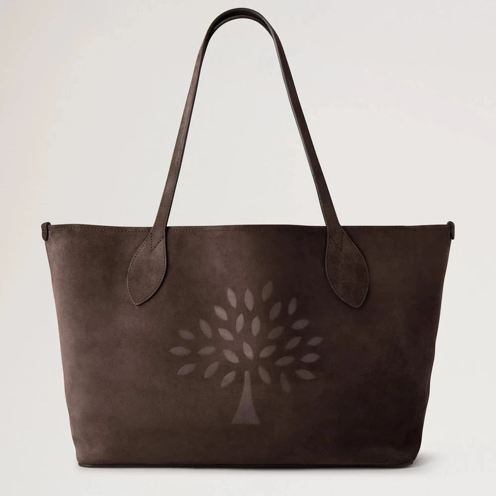 Mulberry Mocka Tree Tote Chocolate Mocka, rymlig brun väska i mocka med trädmotiv. Modell hh9870047f614