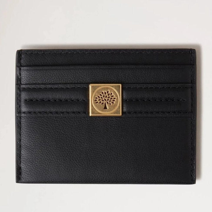 Mulberry Tree Credit Card Slip Svart, stilren svart korthållare i läder med guldfärgat emblem. Modell RL7895587A100