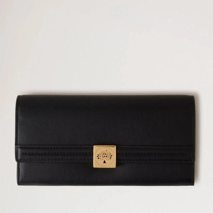 Mulberry Tree Long Wallet Black med elegant guldspänne, svart läder, modell RL7971587A100.