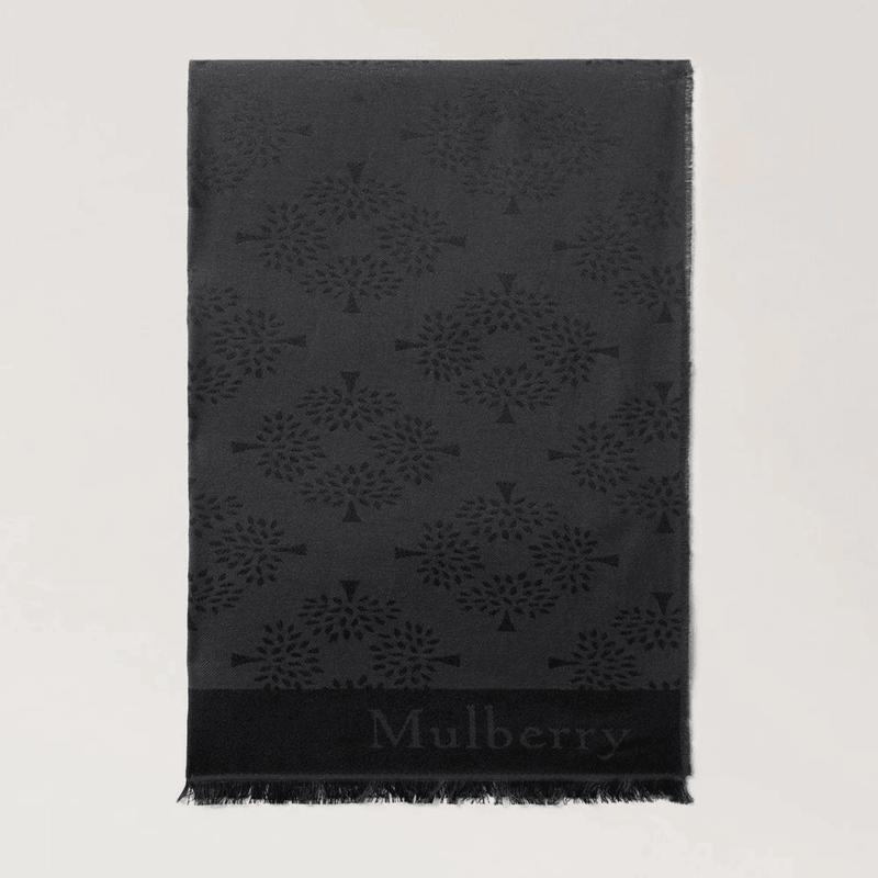 Mulberry Tree Rectangular Scarf Black Cotton Silk Blend - Tørklæder - VS4638/708A100