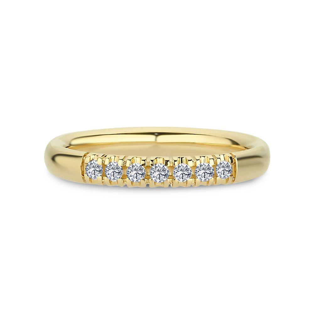Nuran 14kt champagne diamant ring i guld med syv diamanter, forside, model A3088-014