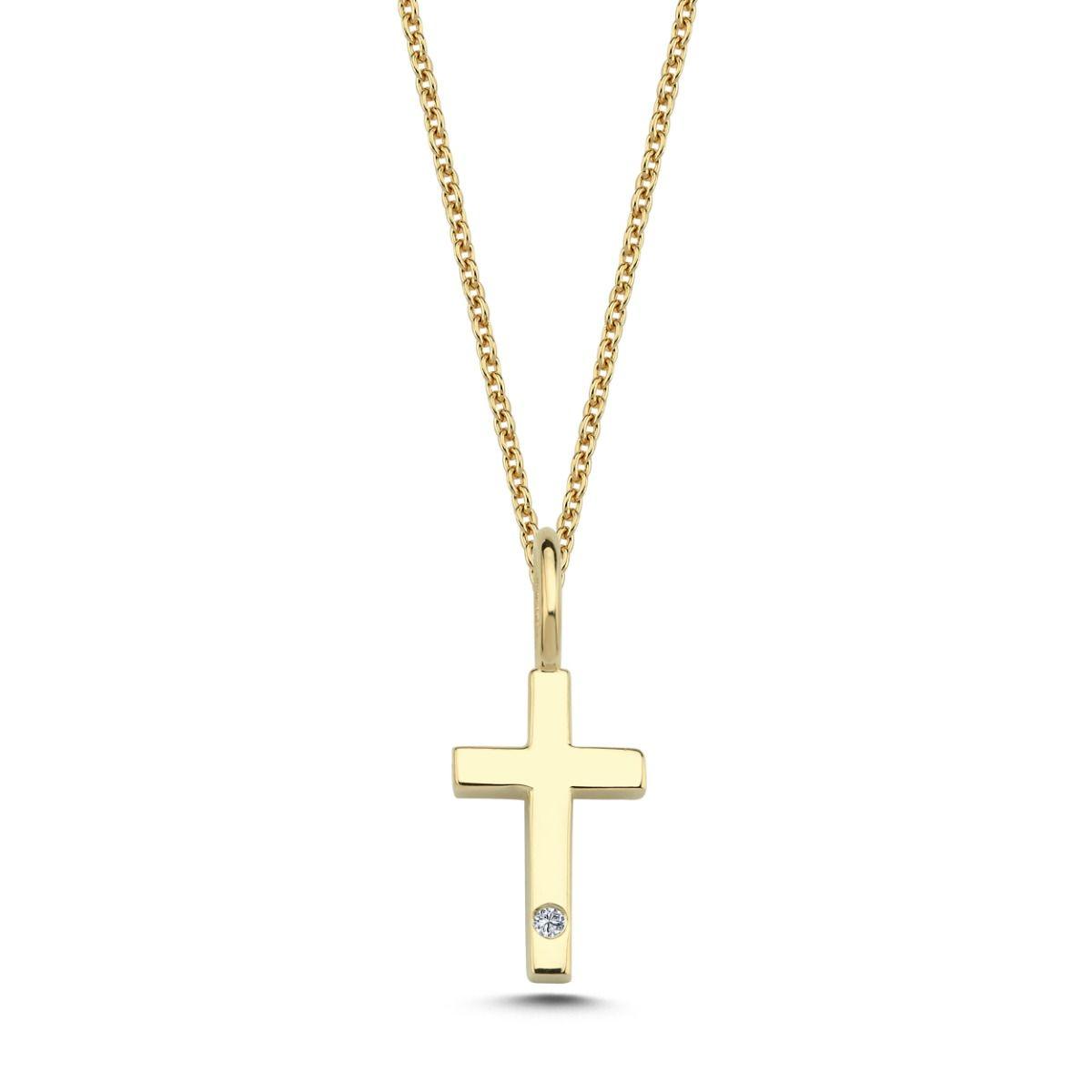 Nuran 14kt Guld Kors Med 0.005ct W.Si - Vedhæng - V2250-KORS0005RG