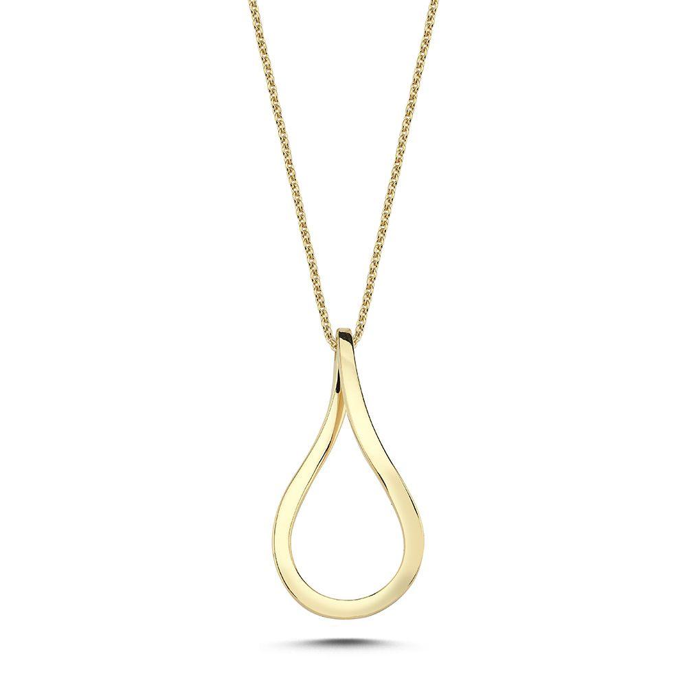 Nuran 14kt Valentina Halsband med hänge, elegant droppformat hänge i glänsande guld på kedja. Modell V2464-RG-1