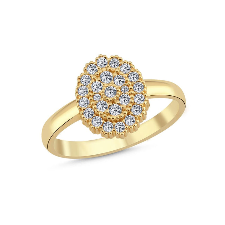 Nuran Athene 14kt ring 0,38ct W/SI presenteras med en rund klunga av briljantslipade diamanter i guld. Modell a2561-038rg-001.