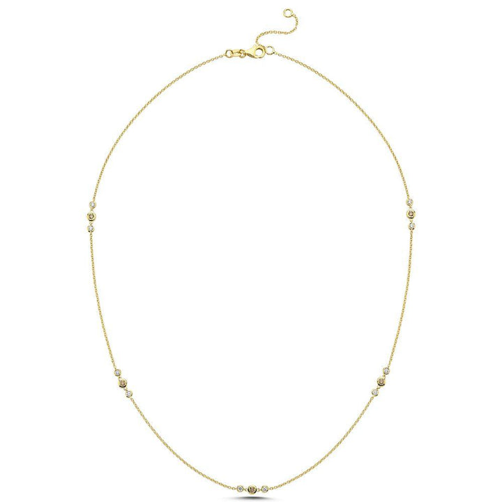 Nuran Champagne halsband med diamanter, elegant guldkedja med diamantdetaljer. Modell V3090CH-035RG.