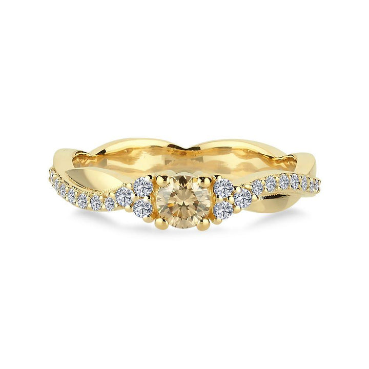Nuran Champagne ring med diamanter i guldfarve, frontvisning, model A3084CH