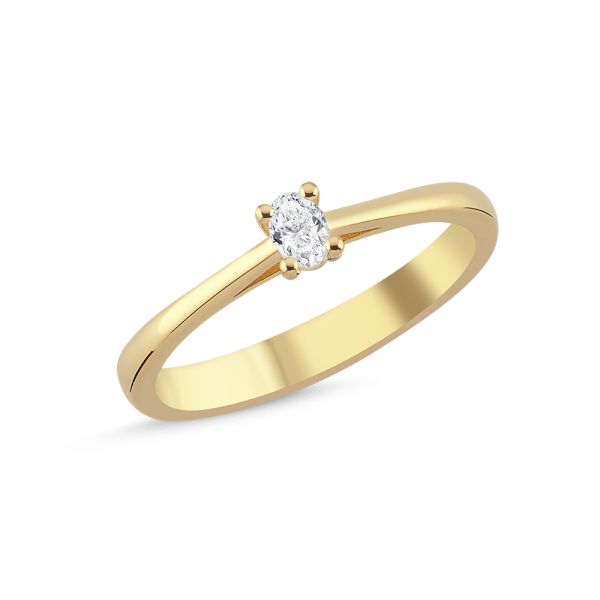 Nuran The One Oval Ring 14 karat guld med 0,13ct W/SI diamant, enkel guldring med oval briljant. Modell L1962-013RG-001