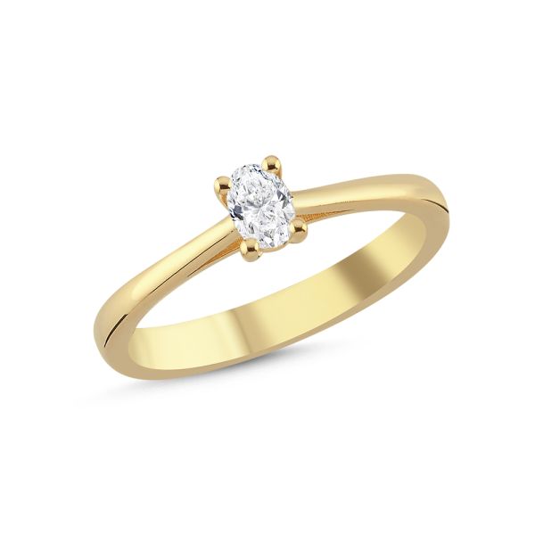 Nuran The One Oval Ring 14 karat guld med 0,23ct W/SI diamant på enkel guldring, modell l1962-023rg-001-1