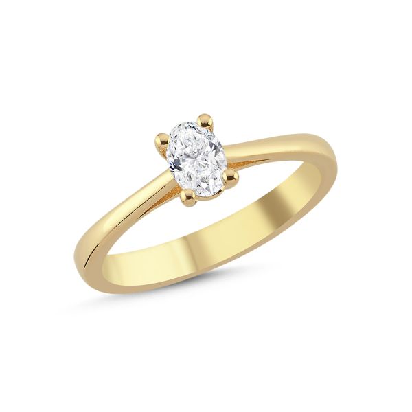 Nuran The One Oval Ring 14 karat guld med oval briljant, elegant och klassisk design. Modell L1962-033RG-001.