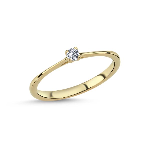 Nuran The One Ring 14k guld med 0,07ct W/SI diamant, klassisk smal guldring med klar solitär, modell L1961-007RG-001.