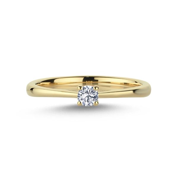Nuran The One Ring 14k guld med 0,13 ct W/SI diamant visas som en elegant guldring med en enda diamant. Modell L1961-013RG-001
