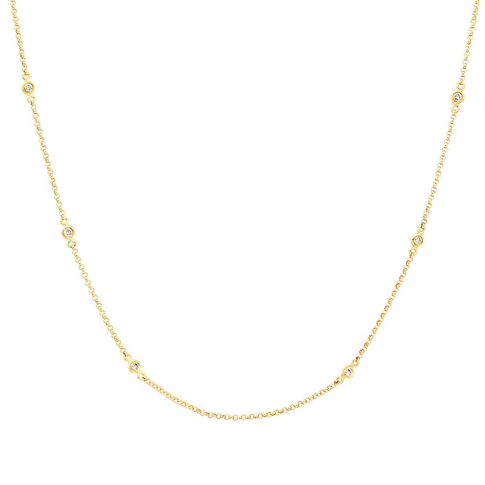 Nuran Zoe 14kt diamanthalsband, elegant guldkedja med små klara diamanter, modell V1002-0175-RG