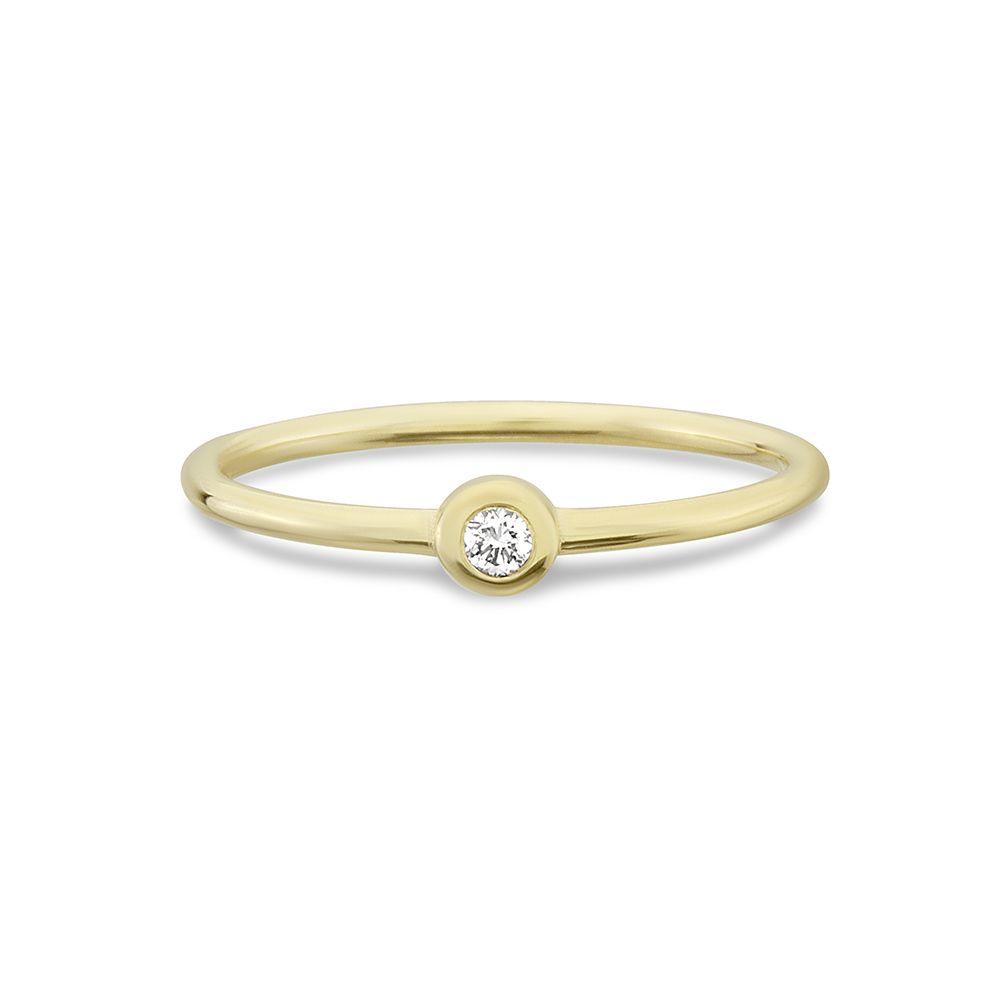 Nuran Zoe 14k guldring med enkelcenter diamant, elegant och enkel stil. Modell R2314-003RG-001