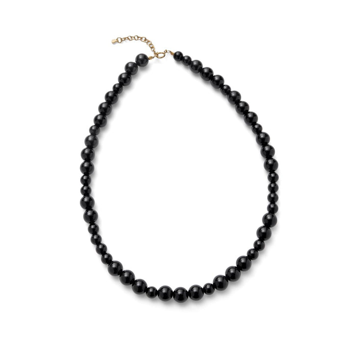 Pernille Corydon Night Sky Halsband Onyx med svarta pärlor och guldfärgat lås, modell N-324-GP-1.
