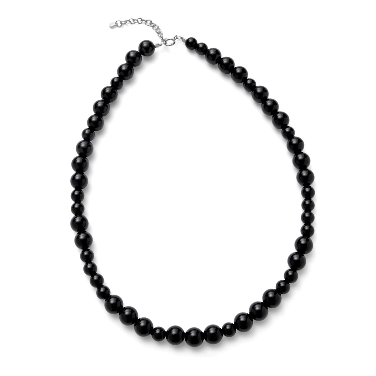 Pernille Corydon Night Sky Onyx halsband med svarta släta onyxpärlor och silverlås, modell N-324-S-1.