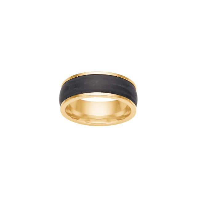 Son of Noa Carbon Eye Ring i stål IP guld med svart koldetalj, närbild, modell 108400728-001