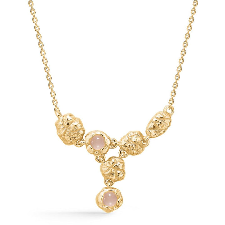 Studio Z Element halsband med rosa zirkoner i guldlook, elegant design på vit bakgrund. Modell 7227854-1