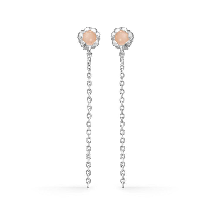 studio-z-magma-solv-öronknoppar-med-rosa-zirkonia, eleganta örhängen i silver med långa kedjor och rosa stenar. Modell 7117869-1