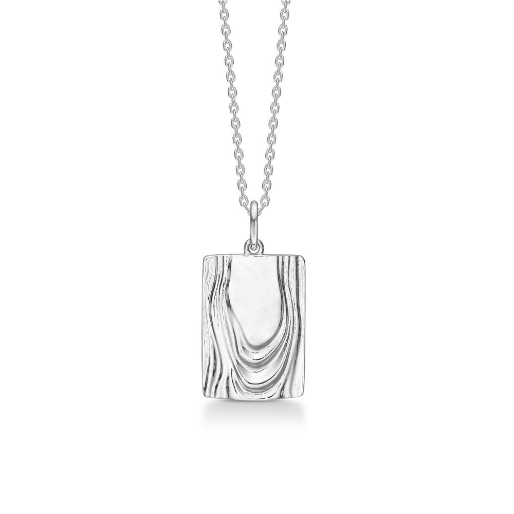 Studio Z Shell-halsband med rektangulärt hänge i silverlook och organiskt mönster, modell 7120835-1