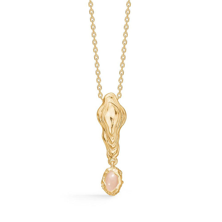 Studio Z Shell Halsband Guldpläterat hänge med rosa zirconia, elegant kedja med organiskt format hänge, modell 7227859-1