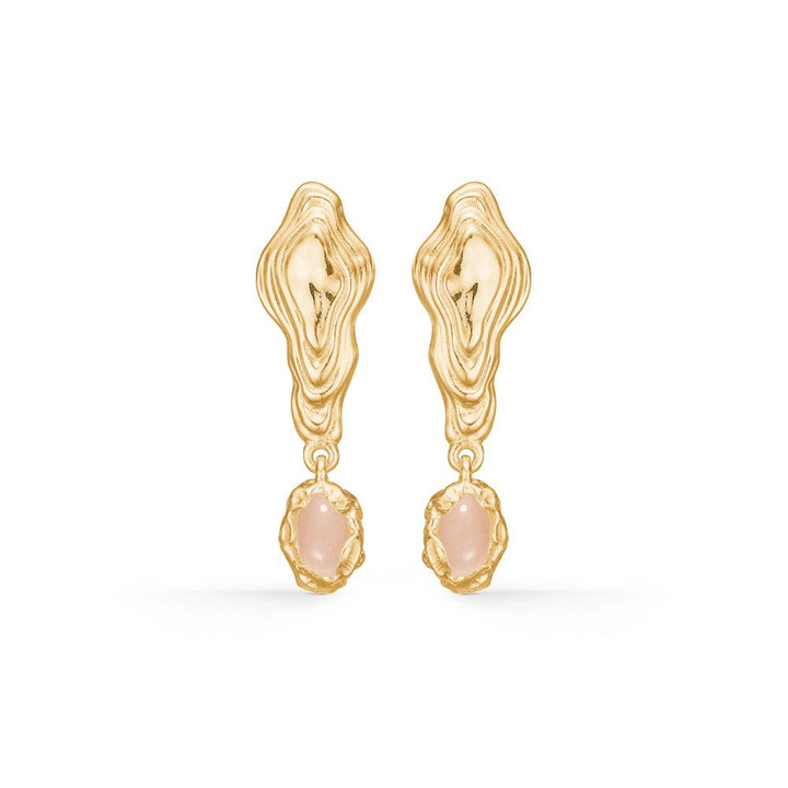 Studio Z Shell Örhängen med rosa zirconia, eleganta guldfärgade örhängen med rosa sten. Modell 7217859-1