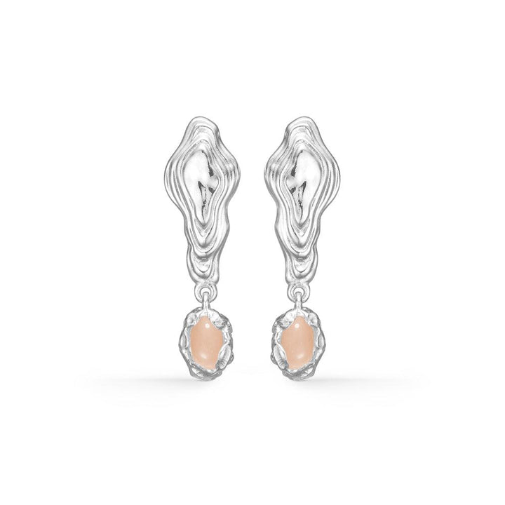 Studio Z Shell Solv Örhängen med rosa zirkoner, unika organiska former i blankt silver, Modell 7117859-1.