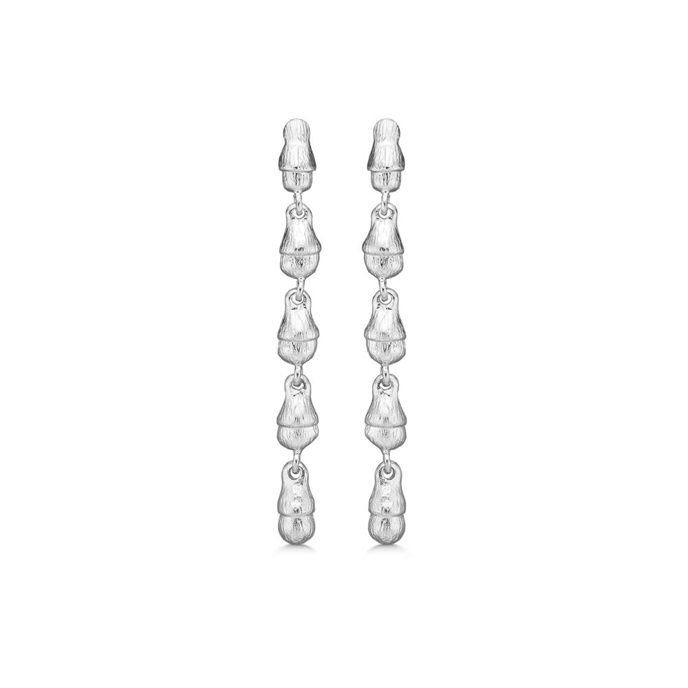 Studio Z Solv Acorn OreRinge, långa silverörhängen med matt yta i unik kedjestil, modell 7110873-1