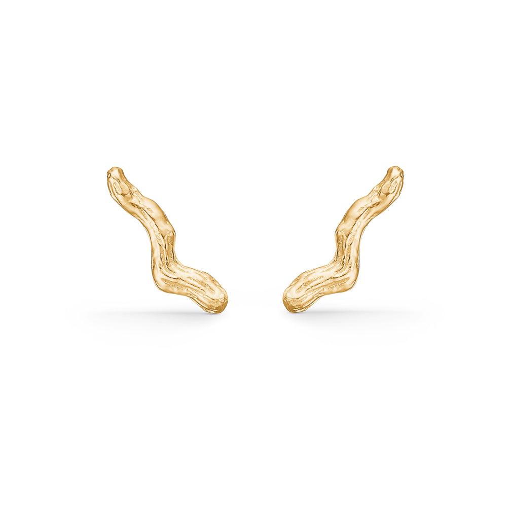 Studio Z Tangled örhängen i guldpläterad look, organiska former på vit bakgrund. Modell 7210814