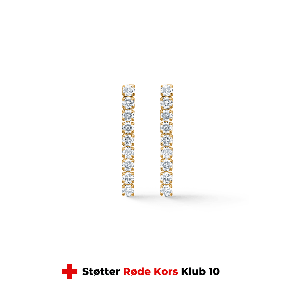 studio-z-tennis-örhängen-30mm-i-guldpläterad-sol-med-zirconia, framifrån av guldpläterade örhängen med zirconia stenar. Modell 7217000-1