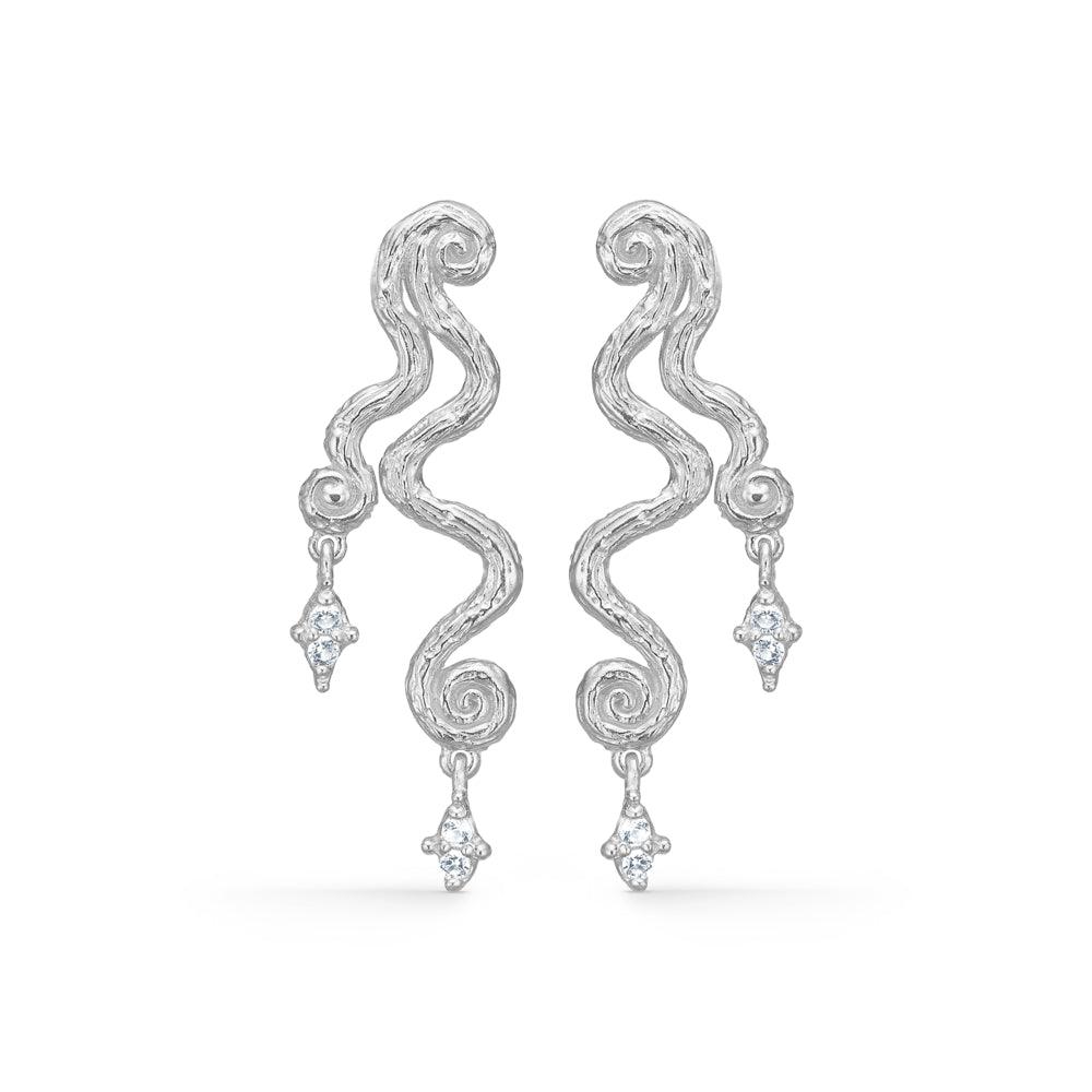 studio z wave solv örhängen med tvinnad zirconia, blank silverfinish, modell 7117856-1