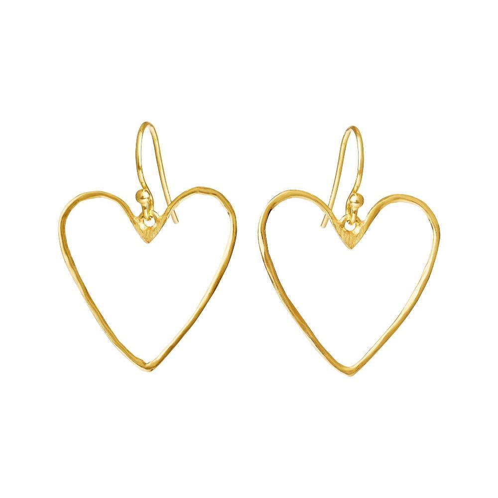 Susanne Friis Bjørner örhängen i silversmide, eleganta örhängen med öppet hjärta i guldpläterat silver. Modell 5703-2-25-1