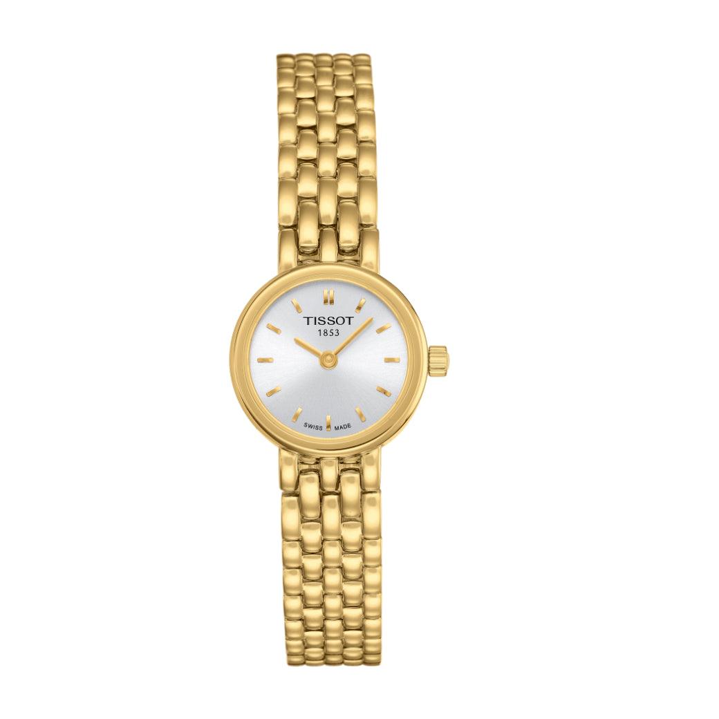 Tissot Lovely T0580093303100 visar en elegant damklocka i guld med silverurtavla. Modell T0580093303100.