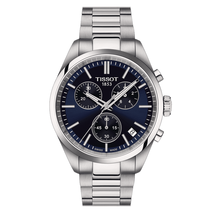 TISSOT PR 100 CHRONOGRAPH MED BLÅ URSKIVE - Herreur - T1504171104100