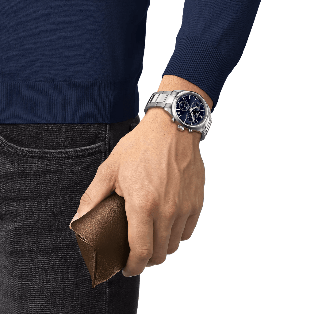 TISSOT PR 100 CHRONOGRAPH MED BLÅ URSKIVE - Herreur - T1504171104100
