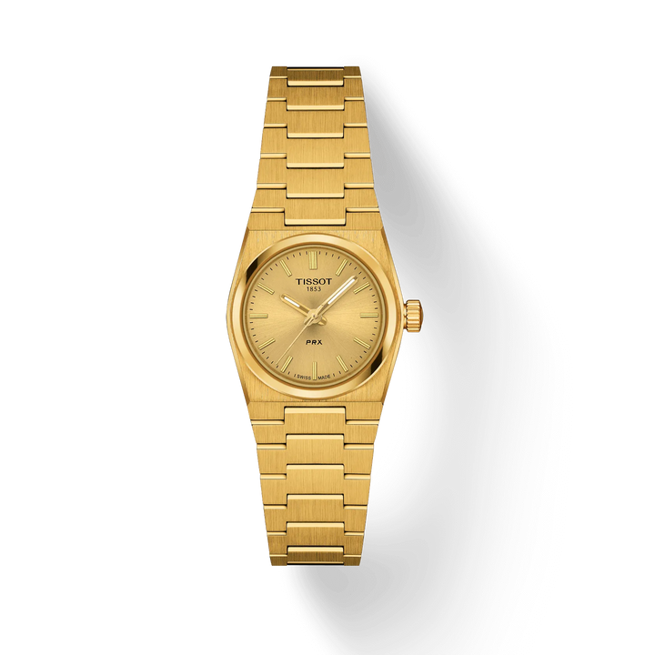 Tissot PRX 25mm guld PVD Champagne Urtavla, armbandsur i guldfärgat stål med champagnefärgad urtavla. Modell t1370103302100