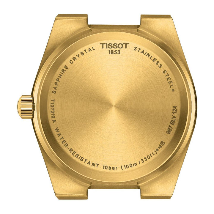 Tissot PRX 35 mm guld PVD med baksida i borstat guldfärgat stål, modell T1372103302100.