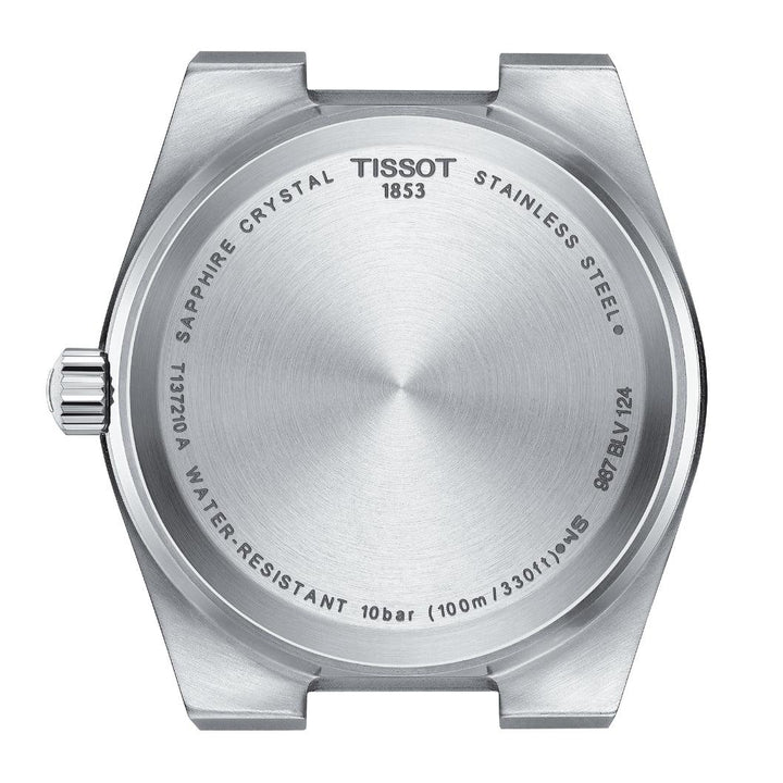 Tissot PRX 35mm urtavla ljusblå, bakväska i borstat stål med gravyr. Modell T1372101135100.