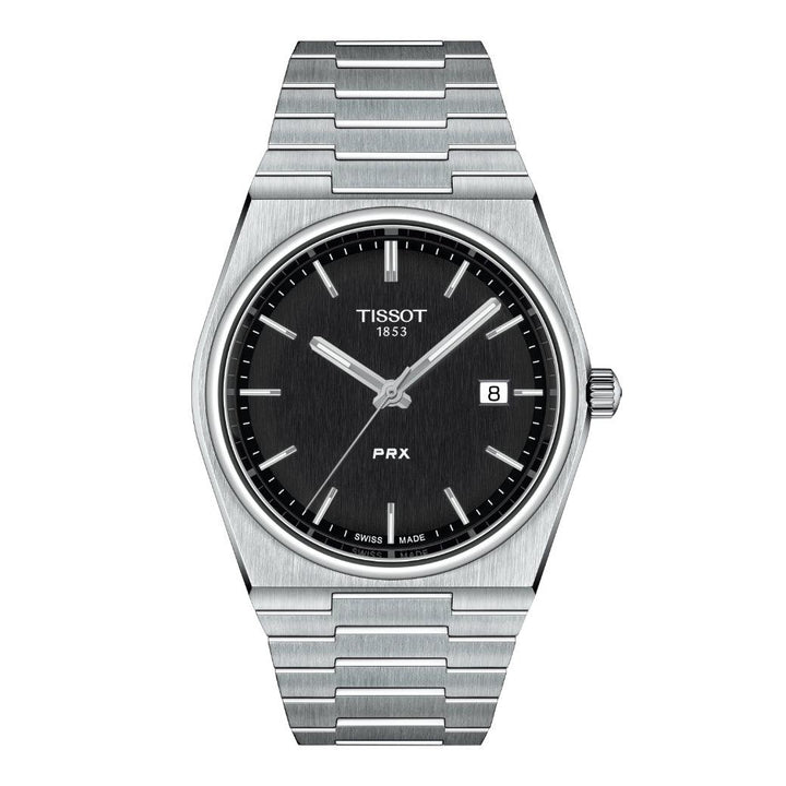 Tissot PRX 40 mm svart urtavla med stålkedja, minimalistisk design, modell T1374101105100.