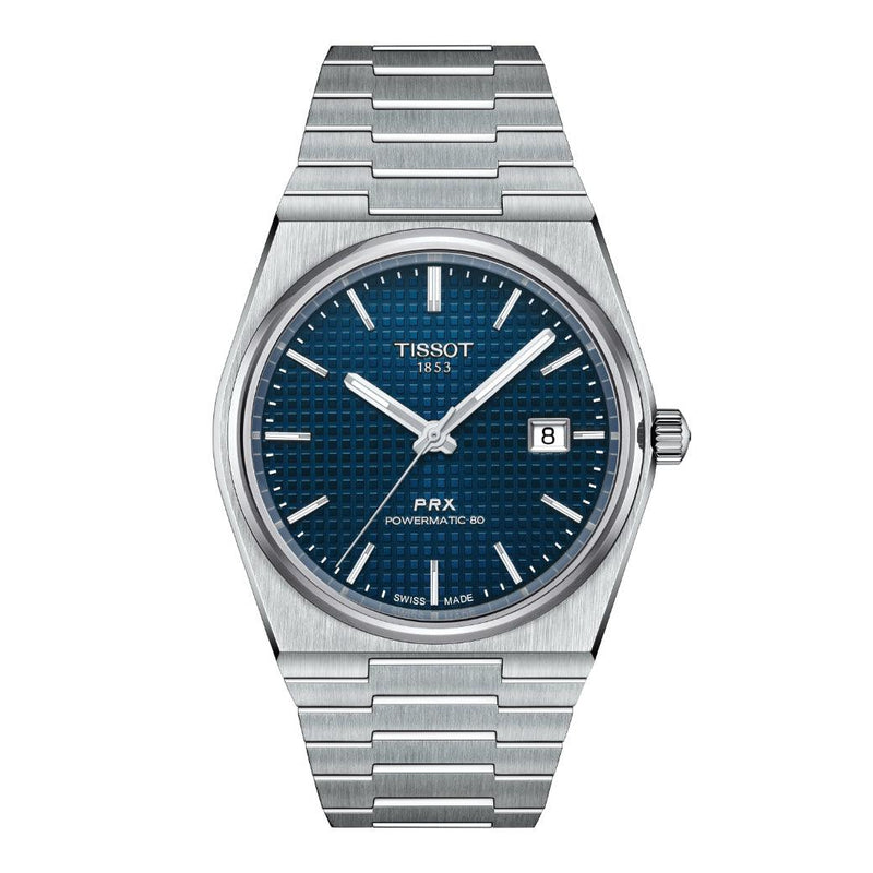 TISSOT PRX POWERMATIC 80 MED BLÅ URSKIVE - Herreur - T1374071104100