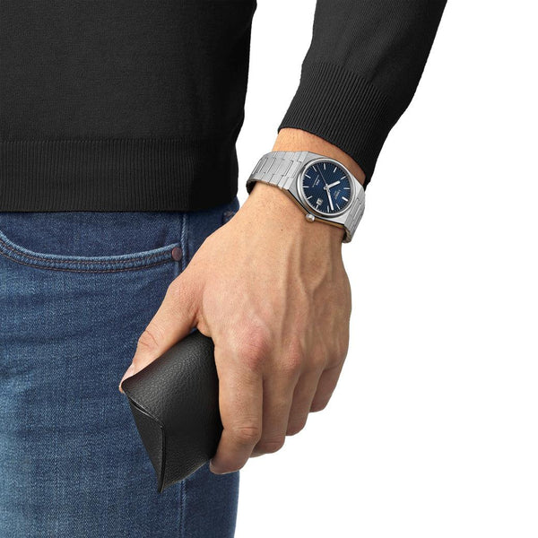 TISSOT PRX POWERMATIC 80 MED BLÅ URSKIVE - Herreur - T1374071104100