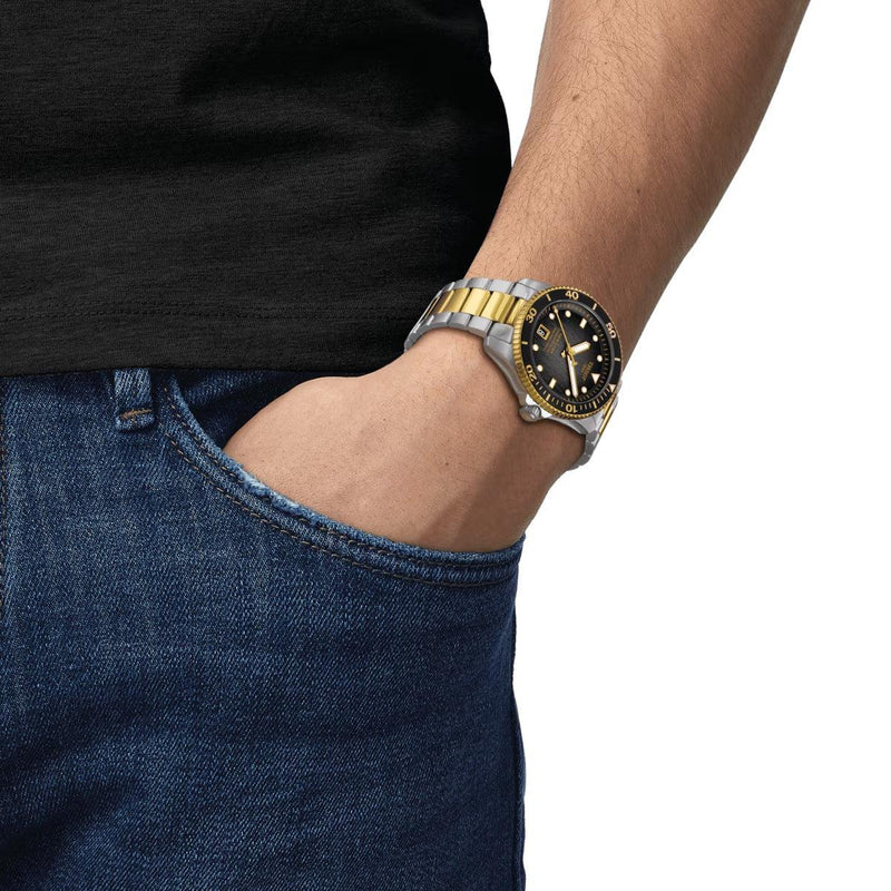 Tissot Seastar 1000 Powermatic 80 - Sort Urskive m. Guld PVD - Herreur - T1208072205100